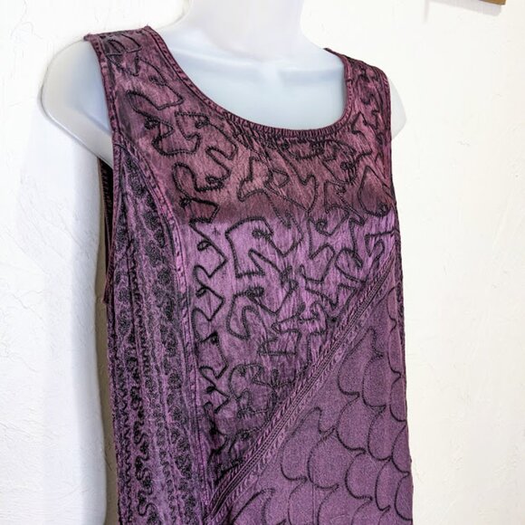 Vintage Witchy Whimsigoth Dress One Size Purple Flowy Mystical Fairy Casual Maxi - Picture 2 of 6